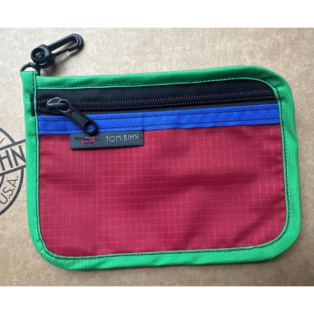 Tom Bihn Mystery Organizer Pouch Red Blue Green Zippered Clip Bag Accessory